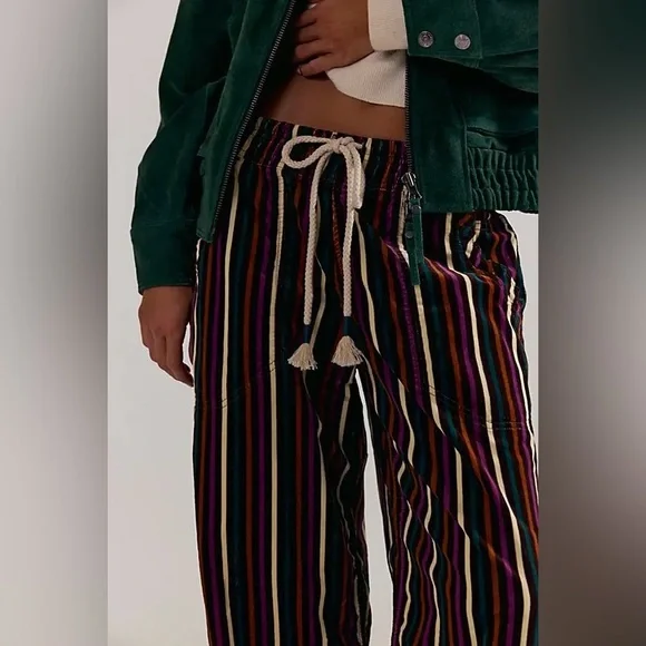 NWT FREE PEOPLE WE THE FREE Easy Peasy Printed Cord Jeans | Brown Combo $148 XS - Picture 5 of 12